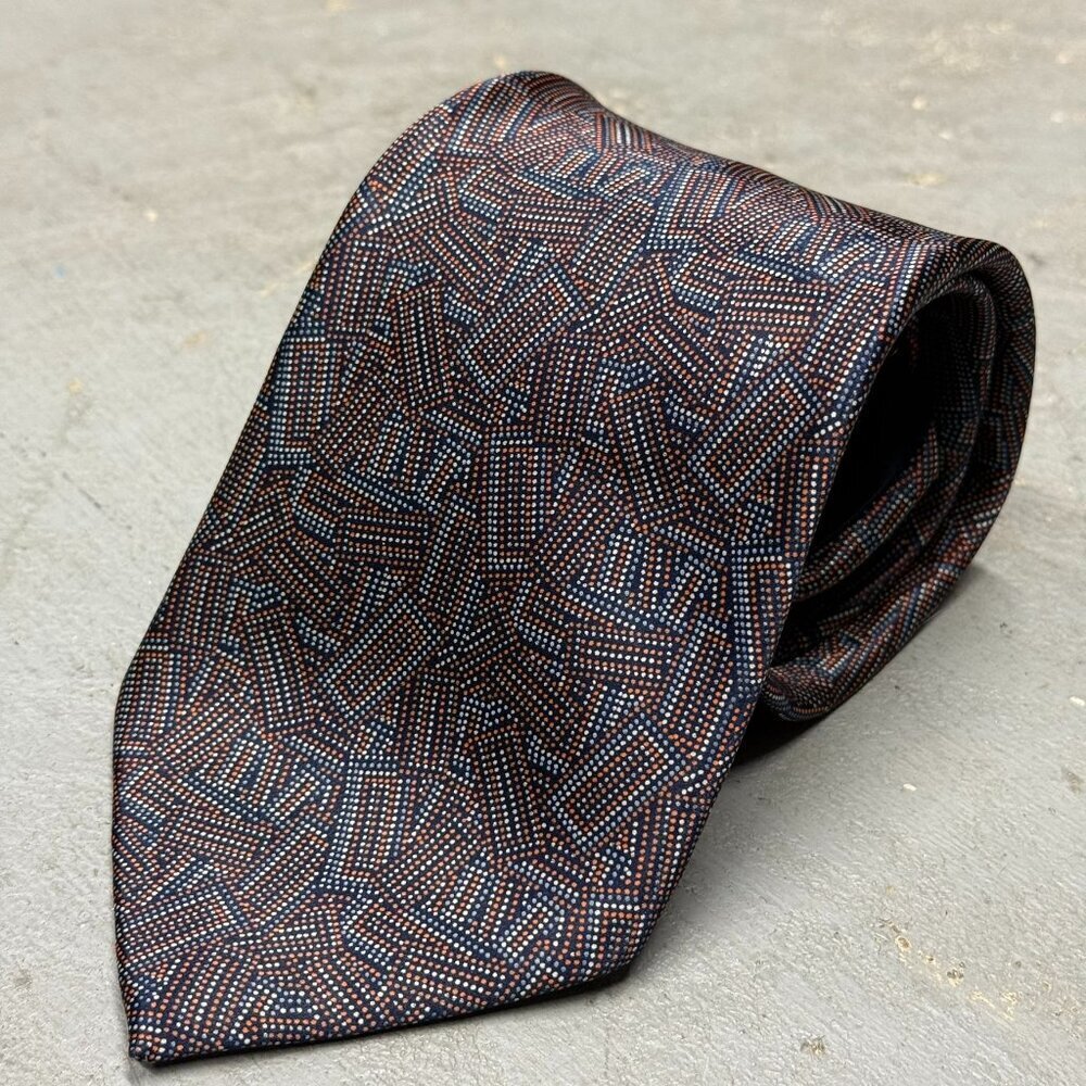 Italo Ferretti Tie Made in Italy 100% Silk Satin Geometric Colorful 3.5"